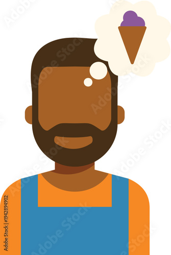 Man craving a sweet ice cream treat, thinking about dessert