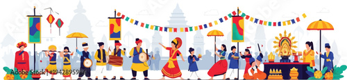 Vibrant Celebration of Culture and Tradition with Festive Parade and Colorful Decorations