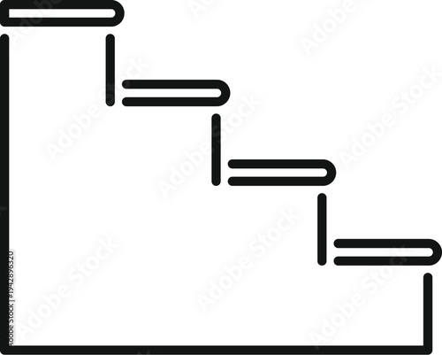 Simple line art drawing illustrating upward or downward stairs and levels