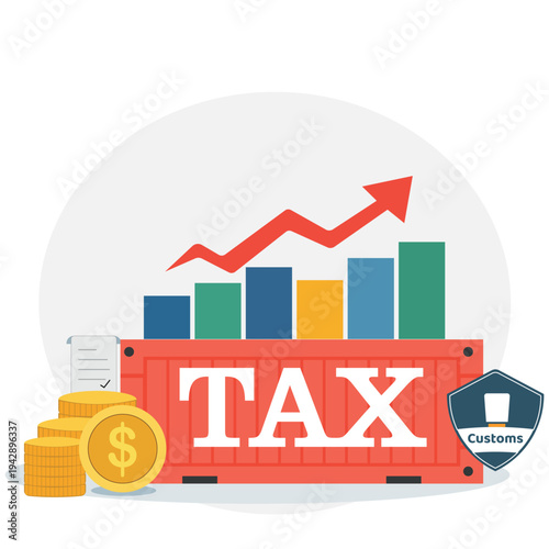 Global Trade Economy and Cargo Tax Increase Business Infographic.eps