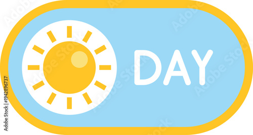 Day mode button with sun icon for user interface design