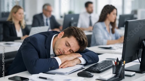 Sleeping, tired, fatigue, exhaustion and burnout