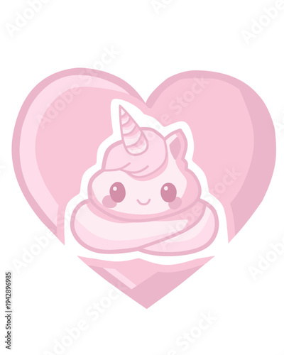 Unicornio poop de corazón rosa.