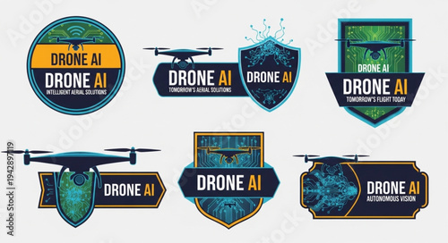 Drone AI Technology Logo Collection Modern Design.