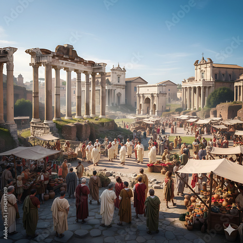 Historical Reconstruction of Ancient Roman Marketplace and Temples