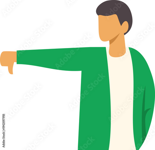 Man showing dislike and disapproval with a negative hand gesture