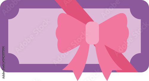 Gift card or voucher with a pink ribbon symbolizing a present or special reward