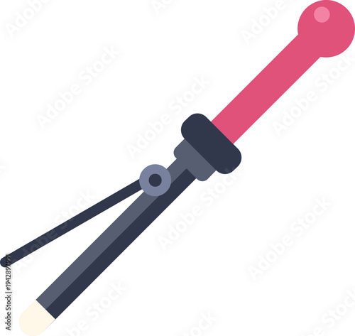 Drawing a flat icon of a hair curling iron for beauty and styling