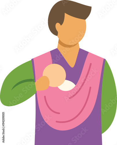 Man carrying infant in a comfortable baby sling