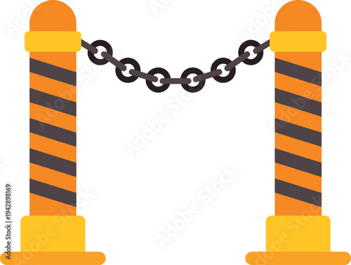 Stanchions with chain indicating a restricted area for safety and security