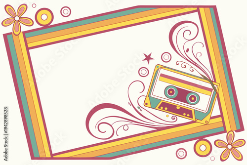 Elegant vintage-style frame with a decorative teacup illustration inside