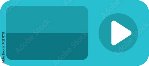 Minimalist turquoise video player control bar for multimedia playback