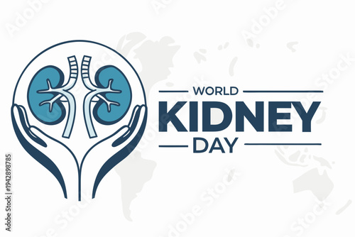 World kidney day logo featuring stylized kidney illustrations and text
