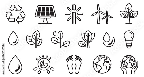 Set of biological and scientific icons representing various elements of life science research