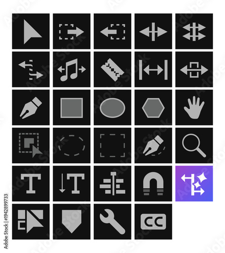 Premiere Pro Tools Vector Icons Set – Video Editing and Timeline Toolkit 2026