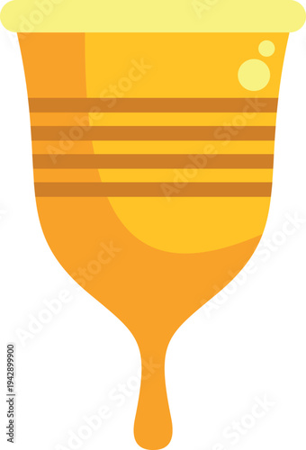 Yellow menstrual cup promoting sustainable feminine hygiene during period cycles