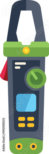 Digital clamp meter representing electricity measurement and testing