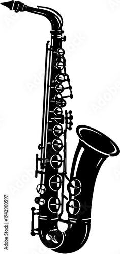 Alto Saxophone Silhouette Jazz Musical Instrument Vector Icon