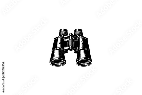 binoculars Vintage Illustration vector illustration, black and white isolated 
