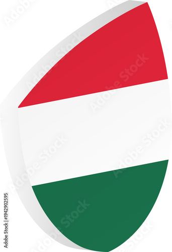 Free Download 3D Hungary Flag Shield in Isometric Rugby Ball Shape - GFXLoad