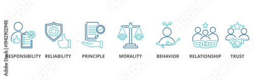 Business ethics banner web icon vector illustration concept