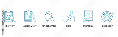 Crisis management banner web icon vector illustration