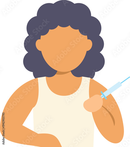 Woman getting an immunization shot with a syringe in her arm