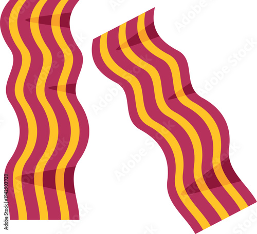 Bacon strips cooking, presenting a popular breakfast food item