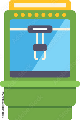 Claw machine game vector illustration depicting leisure and an arcade experience