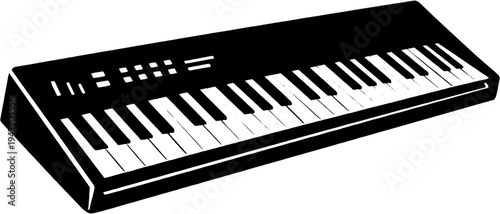 Piano Keyboard Silhouette Musical Instrument Vector Icon