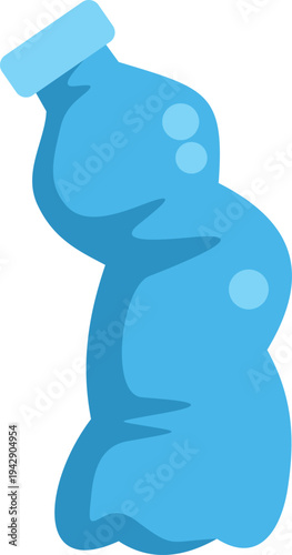 Flattened blue plastic bottle symbolizing waste and environmental pollution issues