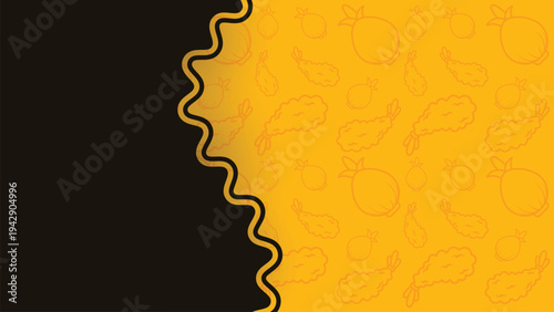 Japanese Food Background with Fried Shrimp Tempura and Onion Pattern