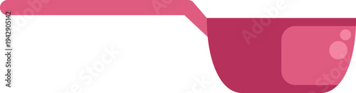 Simple pink saucepan with long handle in modern flat design style on white background