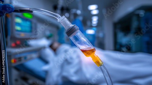 AI generator images of  medical treatment device called an intravenous drip (IV drip) is a method of delivering fluids, nutrients, or medications directly into the bloodstream for rapid absorption 