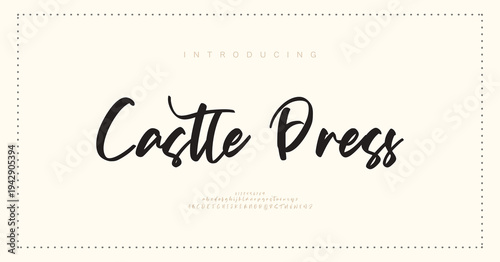 Castle Press, Classy elegant font, vintage type or luxury premium typeface, vector English royal alphabet. Classic typography in modern or old art deco style, serif letters for modern or retro poster 