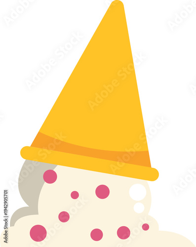 Colorful vector illustration of an upside down ice cream cone with pink sprinkles on white