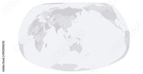 Customizable Bertin Pacific-Shifted Wireframe Map - Bertin 1953