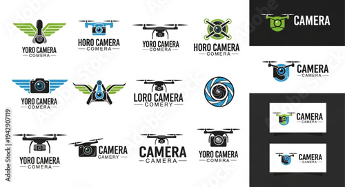 Collection of Drone and Camera Logos and Icons.