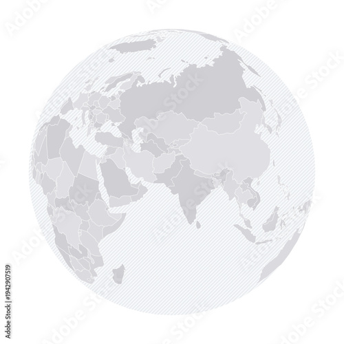 Customizable Eastern Hemisphere Wireframe Globe - Orthographic