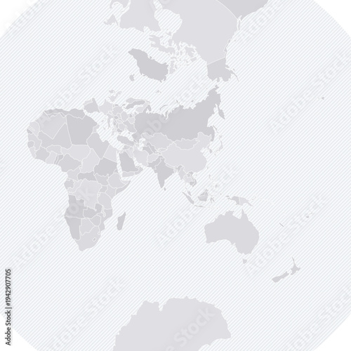 Customizable Eastern Hemisphere Wireframe Map - Stereographic