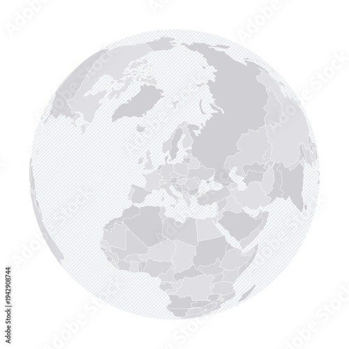 Customizable Europe Wireframe Globe - Orthographic Projection