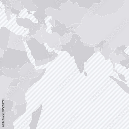 Customizable Indian Ocean Wireframe Routes Map - Gnomonic Projection
