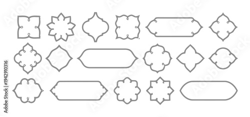 Assorted collection of white decorative shapes and borders for design purposes isolated on white background, Vector, illustration