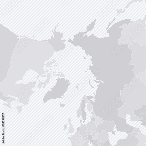 Customizable North Polar Great Circles Wireframe Routes Map - Gnomonic