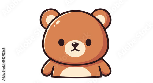 Adorable cartoon bear cub illustration with a friendly expression, perfect for children's designs and playful themes