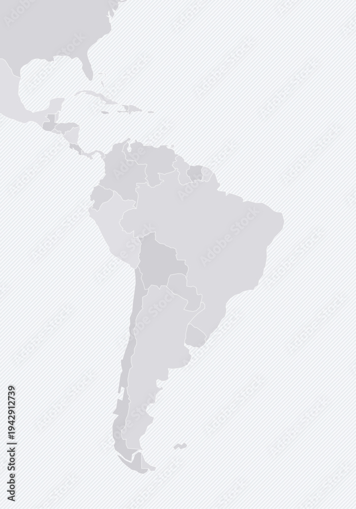 Fototapeta premium Customizable South America Wireframe Map - Mercator Projection