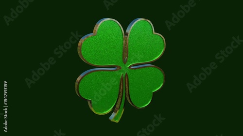 A spinning 4 leaf clover 3D animation loop. Use for St. Patrick's Day, good luck and Irish themes.