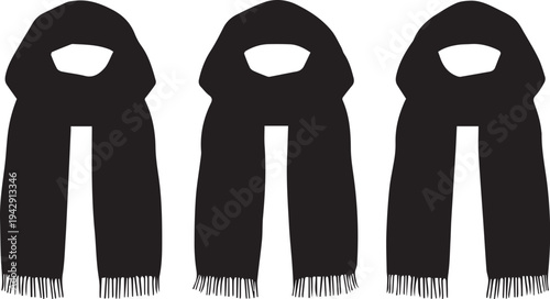 Black scarves row fashion accessory clothing winter vector illustration design
