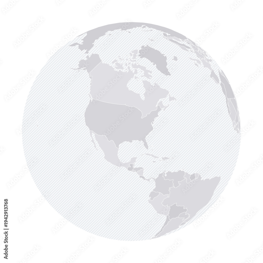 Obraz premium Customizable Western Hemisphere Wireframe Globe - Orthographic