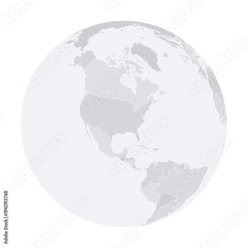 Customizable Western Hemisphere Wireframe Globe - Orthographic